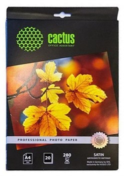 (1005176) Фотобумага Cactus CS-SMA428020 Prof A4/280г/м2/20л./белый шелковисто-матовое сатин для струйной печа - фото 10514
