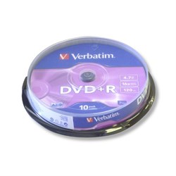 (1005039) Диск DVD+R Verbatim 4.7Gb 16x Cake Box (10шт) (43498) - фото 10557