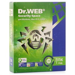 (1005247) ПО DR.Web Security Space Pro 3 ПК/1 год (AHW-B-12M-3-A2) - фото 10806