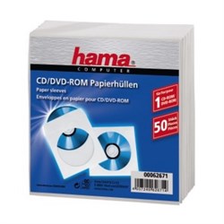 (1005285) Конверты Hama H-62671 для CD/DVD бумажные с прозрачным окошком 1 шт. белый - фото 11294