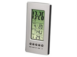 (1001396) Термометр настольный, термометр/ часы/ будильник, серебристый/ черный, Hama     [Ox&amp;]