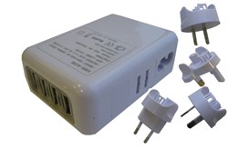 (176137)  Espada E-04UU белый, универсальный сетевой переходник для розеток (вилок)  EU, US, RU (A, C, G, i) с 4 USB портами 2,1А - фото 12862
