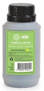 (1007009) Тонер для принтера Cactus CS-THP6Y-90 желтый (флакон 90гр) HP Color LaserJet 1600/2600 - фото 13108