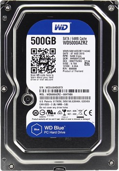 (1006994) Жесткий диск WD Original SATA-III 500Gb WD5000AZRZ Blue (5400rpm) 64Mb 3.5" - фото 13253