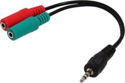 (178751)  Переходник  аудио mini Jack 3.5mm 4-pin (M) -&gt; mini Jack 3.5 (F) стерео + mini Jack 3.5 (F) микрофон моно,  Gembird CCA-417, 0.2 м, черный