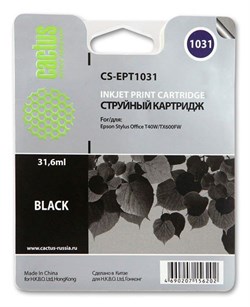 (3331214) Картридж струйный CACTUS CS-EPT1031 черный для принтеров Epson Stylus Office T40/ T40w/ TX510/ TX510fn/ TX600/ TX600fw/ TX550/ X550w, 31.6мл - фото 16274