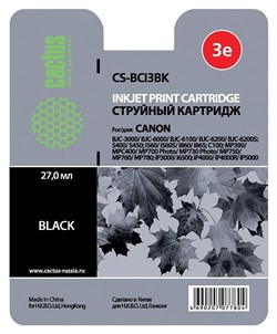 (3330016)  Картридж струйный Cactus CS-BCI3BK черный для принтеров CANON BJC-3000/  BJC-6000/  BJC-6100/  BJC-6200/  BJC-6200S; S400/  S450; i560/  i560S/  i860/  i865; C100; MP390/  MPC400/  MP700 - фото 16504