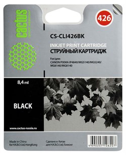 (3330286) Картридж струйный Cactus CS-CLI426BK черный для Canon MG5140 5240 6140 8140 MX884 (8,2ml) - фото 16507