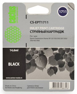 (1002398) Картридж струйный Cactus CS-EPT1711 черный для Epson Expression Home XP-33/103/203/207/303 (470стр.) - фото 16603