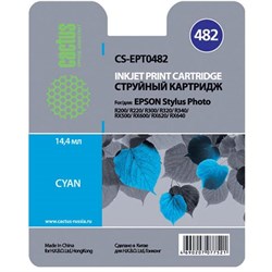 (3330225) Картридж струйный CACTUS CS-EPT0482 голубой для принтеров Epson Stylus Photo R200/  R220/  R300/  R320/  R340/  RX500/  RX600/  RX620/  RX640, 14.4 мл - фото 16610