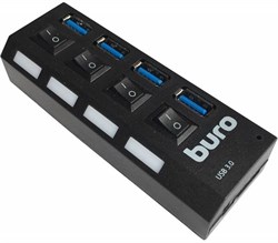 (1008910) Разветвитель USB 3.0 Buro BU-HUB4-U3.0-L 4порт. черный - фото 16780