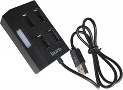 (1008909) Разветвитель USB 2.0 Buro BU-HUB4-U2.0 4порт. черный