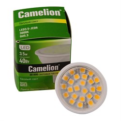 (1010594) Лампа Camelion LED3.5-JCDR/830/GU5.3 (светодиодная 3.5Вт 220В) (10) - фото 19000