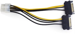 (1011121) Cablexpert Разветвитель питания 2xSATA->PCI-Express 8pin, для подключения в/к PCI-Е (8pin) к б/п ATX (CC-PSU-83) - фото 19390