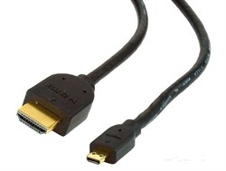 (1012009) Кабель HDMI- microHDMI v1.3, 3.0м, Cablexpert CC-HDMID-10, 19M/19M, черный, позол.разъемы, экран, пакет - фото 20516