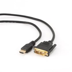 (1011992) Кабель HDMI-DVI Cablexpert CC-HDMI-DVI-7.5MC, 19M/19M, 7.5м, single link, черный, позол.разъемы, экран, пакет - фото 20612