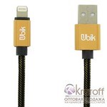 (1012440) USB кабель Ubik UL01 Lightning Carbon 2A (1,2m) gold - фото 21077