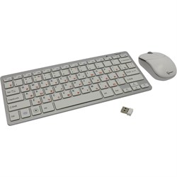 (1013390) Комплект мини клавиатура+мышь беспроводные Gembird KBS-7001, 2.4ГГц, серебристый/белый, ноутбучный механизм клавиш, 78кл+3кн, 1000 DPI, FN клавиши, батарейки в комплекте - фото 22072