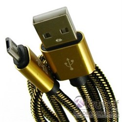 (1013441) USB кабель micro Ubik UM01 Carbon 2A (1,2m) gold
