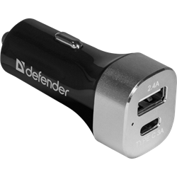 (220408)  Автомобильное зарядное устройство Defender UCG-01, 1*USB + USB-C, 5.4А (83569) - фото 22770