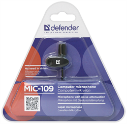 (202423)  Микрофон Defender MIC-109 черный, на прищепке - фото 23189