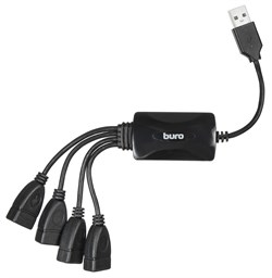 (1016201) Разветвитель USB 2.0 Buro BU-HUB4-0.3-U2.0-Splitter 4порт. черный - фото 29092