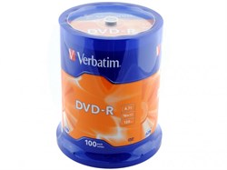 (1016229) Диск DVD-R Verbatim 4.7Gb 16x Cake Box (100шт) (43549) - фото 29116