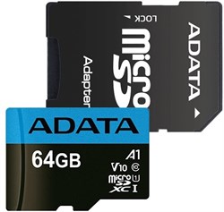 (1037027) Флеш карта microSDXC 64GB A-Data AUSDX64GUICL10A1-RA1 Premier Pro + adapter - фото 30275