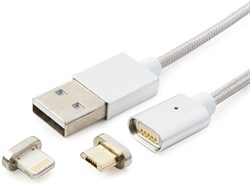 (1015245) Кабель магнитный USB 2.0 Cablexpert CC-USB2-AMLM3-1M, AM/microBM 5P - iPhone lightning, комбо кабель, 1м, алюминиевые разъемы, коробка - фото 30559
