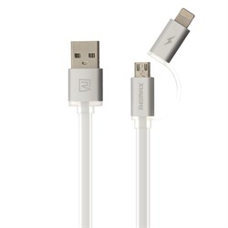 (1022021) USB кабель REMAX Aurora 2 в 1 (micro USB + iPhone Lightning) 1m, green - фото 32127