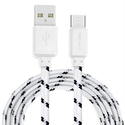 (1021966) Кабель Crown USB - USB Type-C CMCU-3052C white; плоский; в тканевой оплётке; коннекторы ПВХ; ток 2А; 100 см; цвет белый - фото 32365