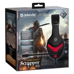 (1023452) Игровая гарнитура Scrapper 500 красный + черный, кабель 2 м DEFENDER - фото 33107