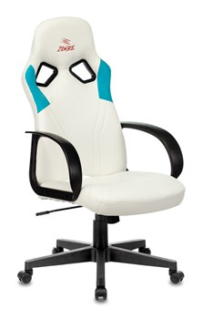 (1024061) Кресло игровое Бюрократ ZOMBIE RUNNER белый/голубой искусственная кожа крестовина пластик - фото 33459