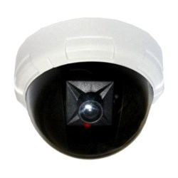 (192279)  Муляж купольной антивандальной камеры видеонаблюдения Orient AB-DM-25W, мигающий красный светодиод, питание от батареек 2xAA, цвет белый - фото 34020