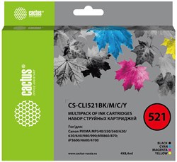 (1026923) Картридж струйный Cactus CS-CLI521BK/M/C/Y черный/голубой/желтый/пурпурный набор (33.6мл) для Canon - фото 35231