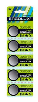 (1027088) Ergolux CR2016 BL-5 (CR2016-BP5, батарейка литиевая,3V) (1 шт. в уп-ке) - фото 35413
