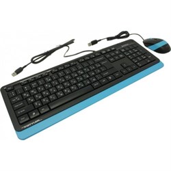 (1034990) Комплект (клавиатура+мышь) A4TECH Fstyler F1010, USB, проводной, черный и синий [f1010 blue] - фото 35455