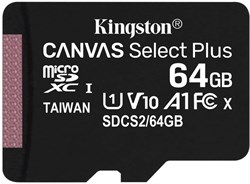 (1027448) Флеш карта microSDXC 64Gb Class10 Kingston SDCS2/64GBSP Canvas Select Plus w/o adapter - фото 35662
