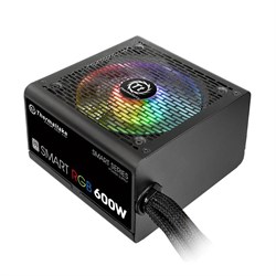 (1016629) Блок питания Thermaltake ATX 600W Smart RGB 600 80+ (24+4+4pin) APFC 120mm fan color LED 5xSATA RTL - фото 36641
