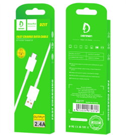 (1028399) USB кабель Denmen D21T на Type-C 2.4A 1м белый - фото 37791