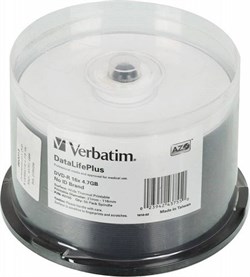 (1028672) Диск DVD-R Verbatim 4.7Gb 16x Cake Box (1шт) Printable (43755) - фото 38547