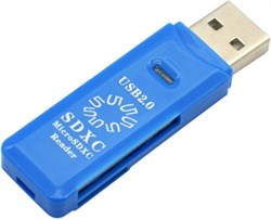 (1028912) Устройство ч/з карт памяти 5bites RE2-100BL USB2.0 / SD / TF / USB PLUG / BLUE - фото 38652