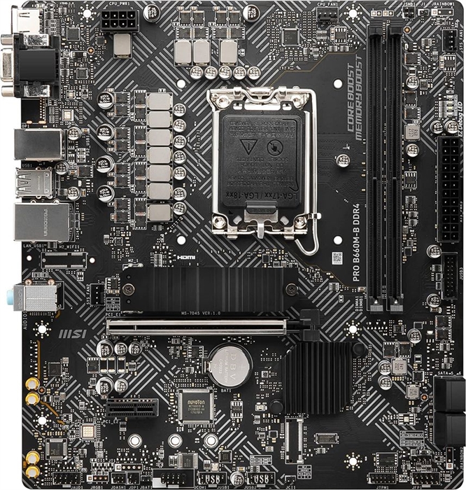 (1030118) Материнская плата MSI PRO B660M-B DDR4 Soc-1700 Intel B660 2xDDR4 mATX AC`97 8ch(7.1) 2.5Gg+VGA+HDMI - фото 39788