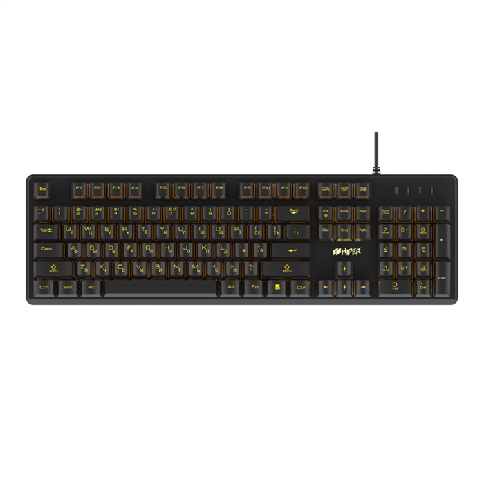 (1030348) Игровая клавиатура HIPER GK-4 CRUSADER  чёрная (Slim, USB, Xianghu Blue switches, Янтарная подсветка, Влагозащита) - фото 40287