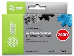 (1031038) Картридж струйный Cactus CS-PGI2400XLC голубой (20.4мл) для Canon MAXIFY iB4040/ МВ5040/ МВ5340 - фото 41186