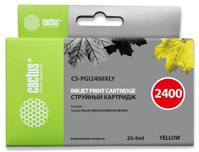 (1031040) Картридж струйный Cactus CS-PGI2400XLY желтый (20.4мл) для Canon MAXIFY iB4040/ МВ5040/ МВ5340 - фото 41200