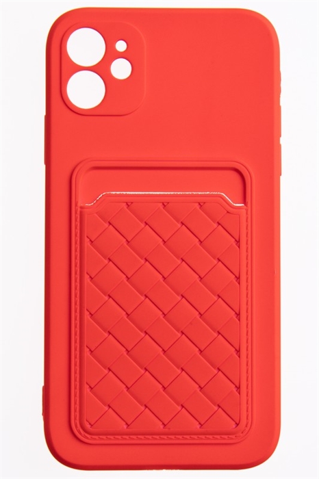 (1030970) Накладка NNDM силиконовая плетеная с кардхолдером для Apple iPhone 11 красная - фото 41365