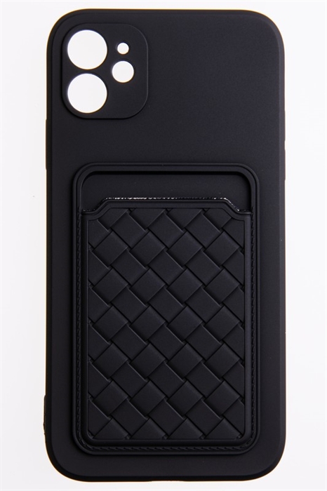 (1030973) Накладка NNDM силиконовая плетеная с кардхолдером для Apple iPhone 11 черная - фото 41368