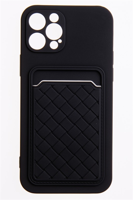 (1030974) Накладка NNDM силиконовая плетеная с кардхолдером для Apple iPhone 12 Pro черная - фото 41369