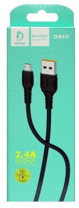 (1032133) USB кабель Denmen D06V на Micro USB 2.4A 1м черный - фото 42807